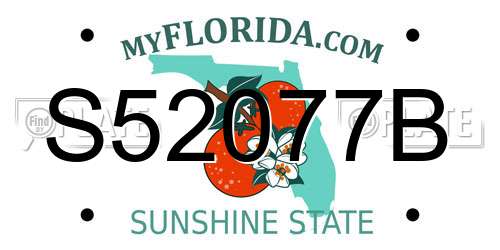 S52077B Florida License Plate