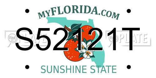 S52121T Florida License Plate