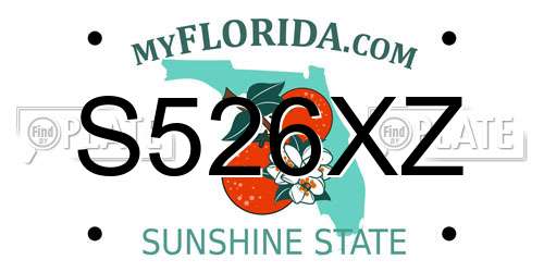S526XZ Florida License Plate