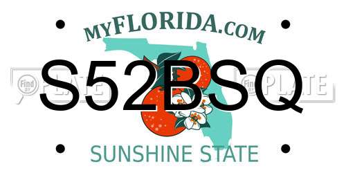 S52BSQ Florida License Plate