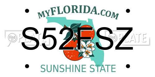 S52FSZ Florida License Plate