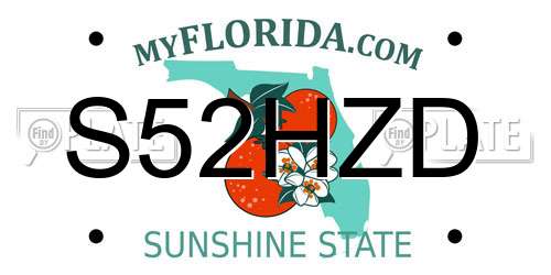 S52HZD Florida License Plate