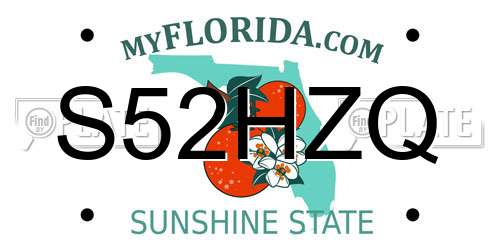 S52HZQ Florida License Plate