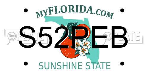 S52PEB Florida License Plate
