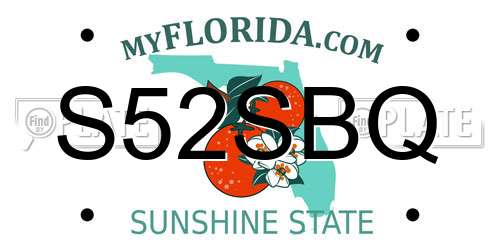 S52SBQ Florida License Plate