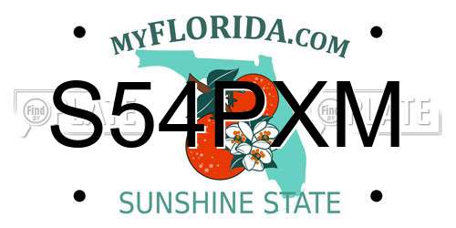 S54PXM Florida License Plate