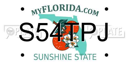 S54TPJ Florida License Plate
