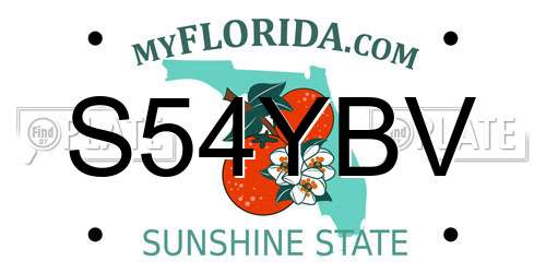 S54YBV Florida License Plate