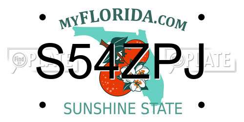S54ZPJ Florida License Plate