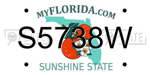 S5738W Florida License Plate