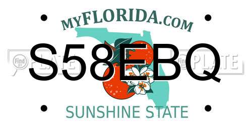 S58EBQ Florida License Plate