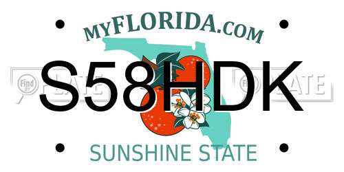 S58HDK Florida License Plate