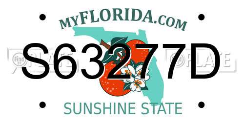 S63277D Florida License Plate