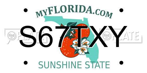 S67TXY Florida License Plate