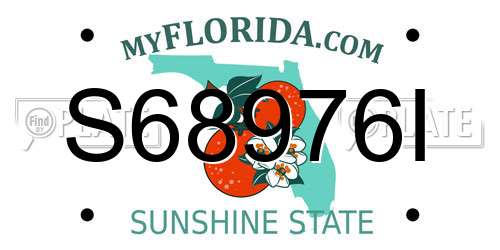 S68976I Florida License Plate