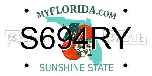 S694RY Florida License Plate