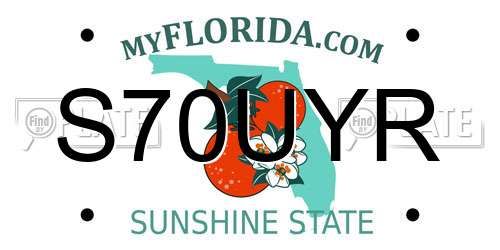S70UYR Florida License Plate