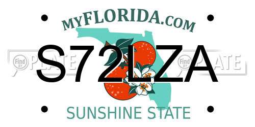 S72LZA Florida License Plate