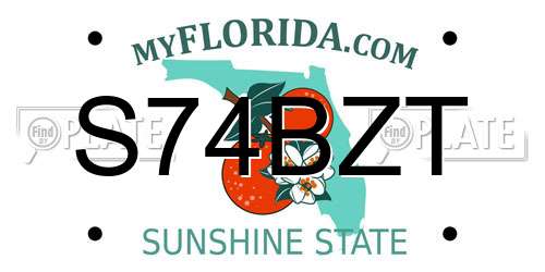 S74BZT Florida License Plate