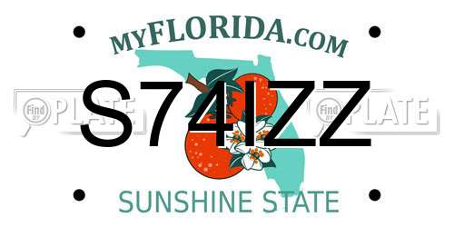 S74IZZ Florida License Plate