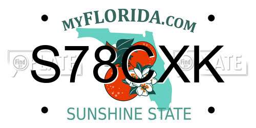 S78CXK Florida License Plate
