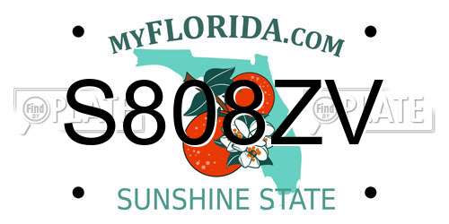 S808ZV Florida License Plate