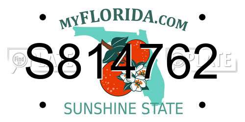 S814762 Florida License Plate