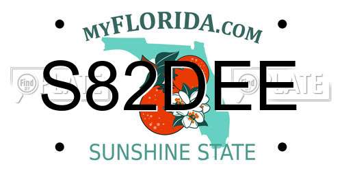 S82DEE Florida License Plate