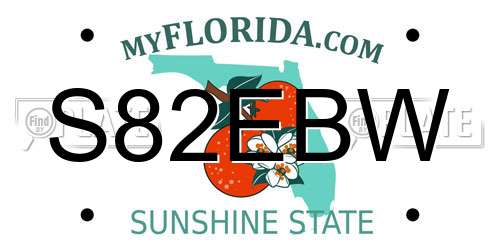 S82EBW Florida License Plate