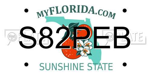S82PEB Florida License Plate