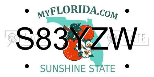 S83YZW Florida License Plate