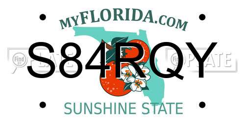 S84RQY Florida License Plate