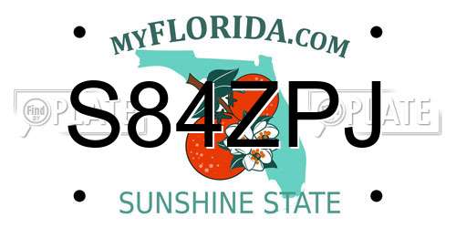 S84ZPJ Florida License Plate