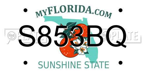 S853BQ Florida License Plate