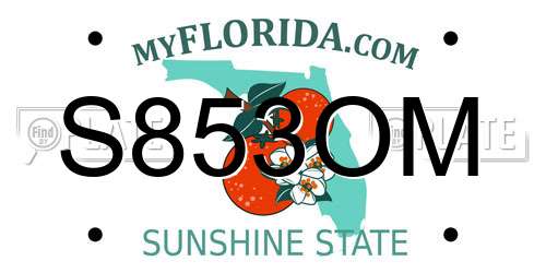 S853OM Florida License Plate