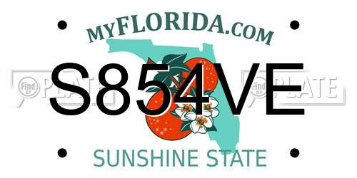 S854VE Florida License Plate