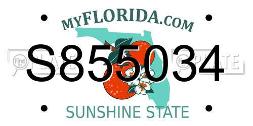 S855034 Florida License Plate