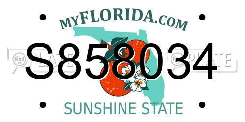 S858034 Florida License Plate