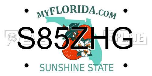 S85ZHG Florida License Plate