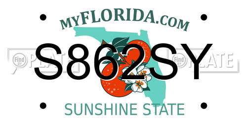 S862SY Florida License Plate