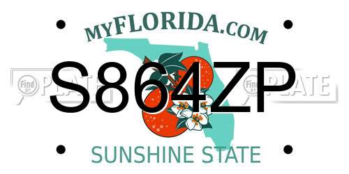 S864ZP Florida License Plate