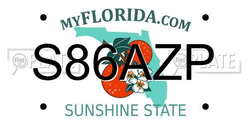 S86AZP Florida License Plate