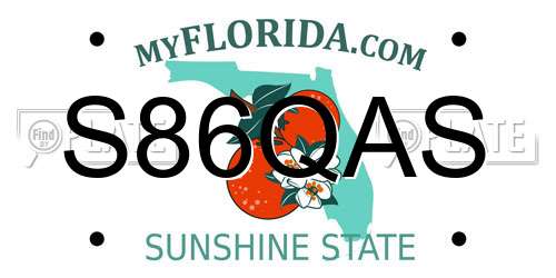 S86QAS Florida License Plate