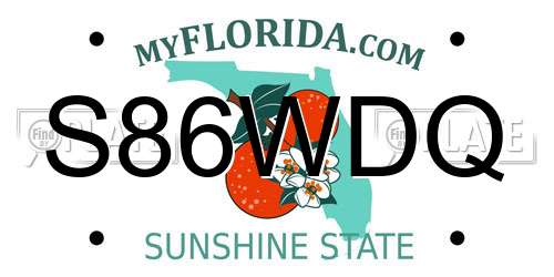 S86WDQ Florida License Plate