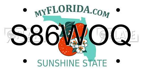 S86WOQ Florida License Plate