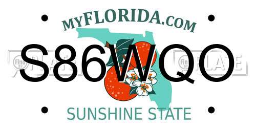 S86WQO Florida License Plate