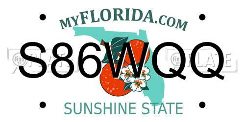 S86WQQ Florida License Plate