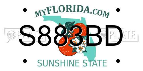 S883BD Florida License Plate