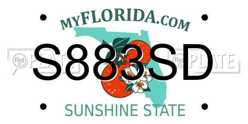 S883SD Florida License Plate