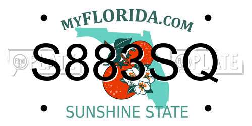 S883SQ Florida License Plate